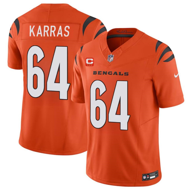 Cincinnati Bengals #64 Ted Karras Orange 2024 F.U.S.E With 3-Star C Patch Vapor Untouchable Limited Stitched Jersey - Zenithce