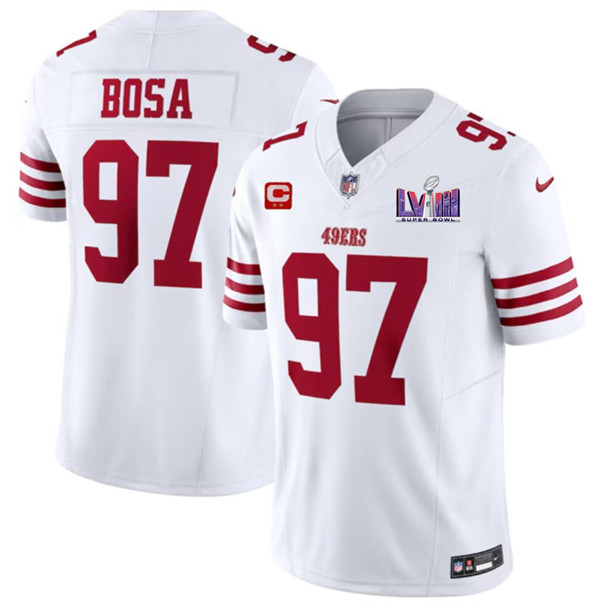 San Francisco 49ers #97 Nick Bosa White 2024 F.U.S.E. Super Bowl LVIII Patch And 2-Star C Patch Vapor Untouchable Limited Stitched Jersey - Zenithce