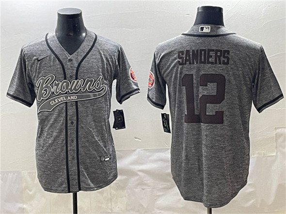Cleveland Browns #12 Shedeur Sanders Gray With Patch Cool Base Stitched Jersey - Zenithce