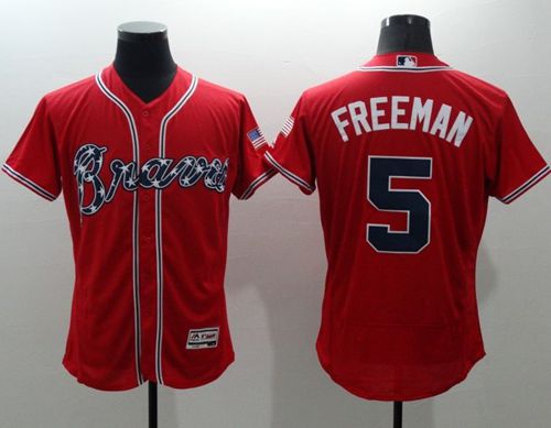 Braves #5 Freddie Freeman Red Flexbase Authentic Collection Stitched Jersey - Zenithce