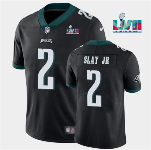 Philadelphia Eagles #2 Darius Slay JR Black Super Bowl LVII Patch Vapor Untouchable Limited Stitched Jersey - Zenithce