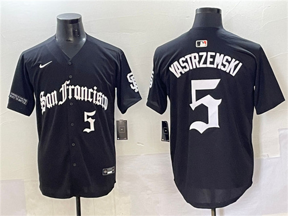 San Francisco Giants #5 Mike Yastrzemski Black 'Gothic Fog Edition' Vapor Premier Limited Stitched Jersey - Zenithce