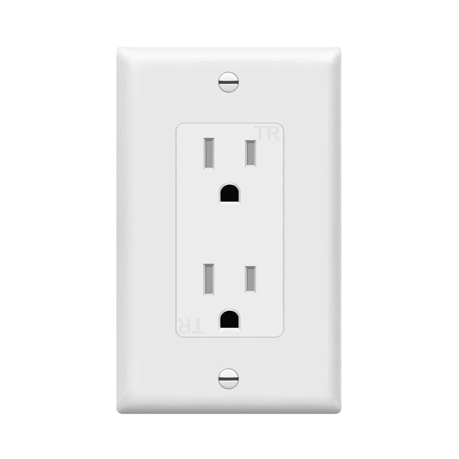 Enerlites Decorator Receptacle Outlet with Wall Plate Tamper-Resistant - Zenithce