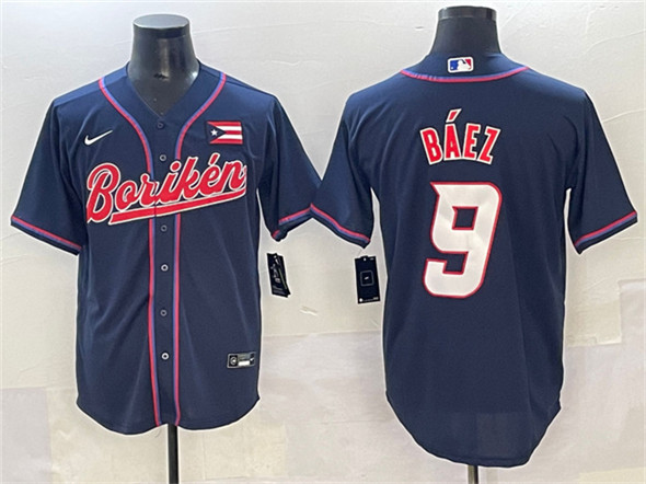 Puerto Rico #9 Javier Báez Navy 2023 World Classic Stitched Jersey - Zenithce