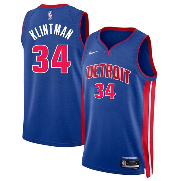 Detroit Pistons #34 Bobi Klintman Blue 2024 Icon Edition Stitched Jersey - Zenithce