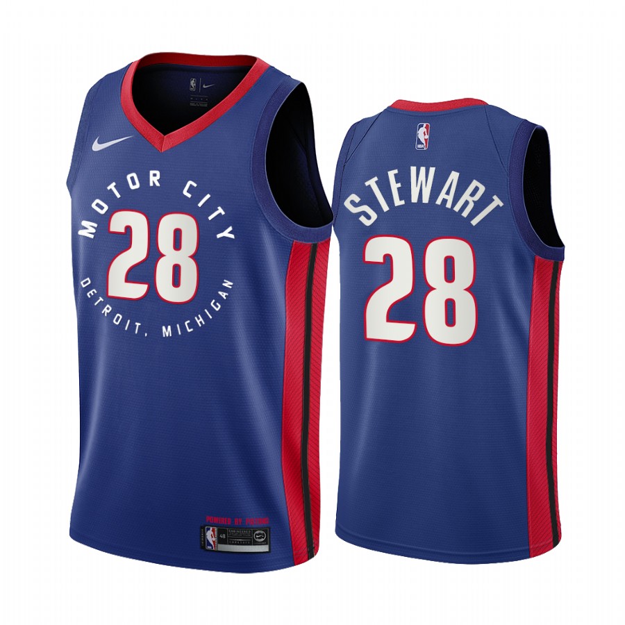 Pistons #28 Isaiah Stewart Blue Swingman 2020-21 City Edition Jersey - Zenithce