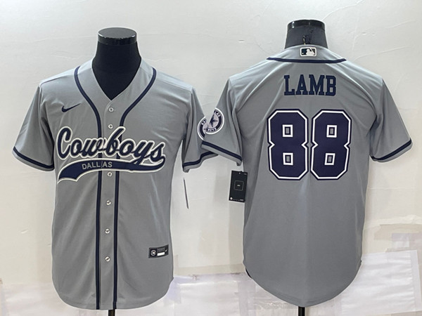 Dallas Cowboys #88 CeeDee Lamb Grey Cool Base Stitched Baseball Jersey - Zenithce