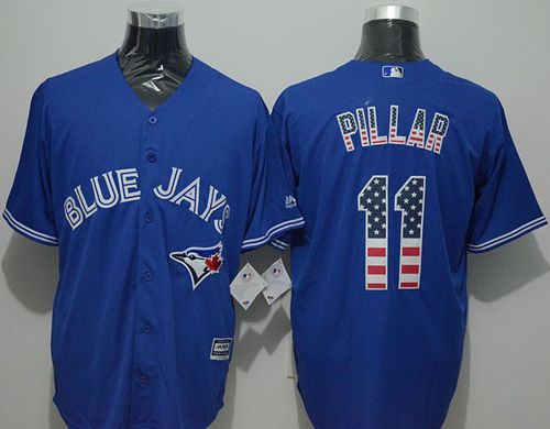 Blue Jays #11 Kevin Pillar Blue USA Flag Fashion Stitched Jersey - Zenithce