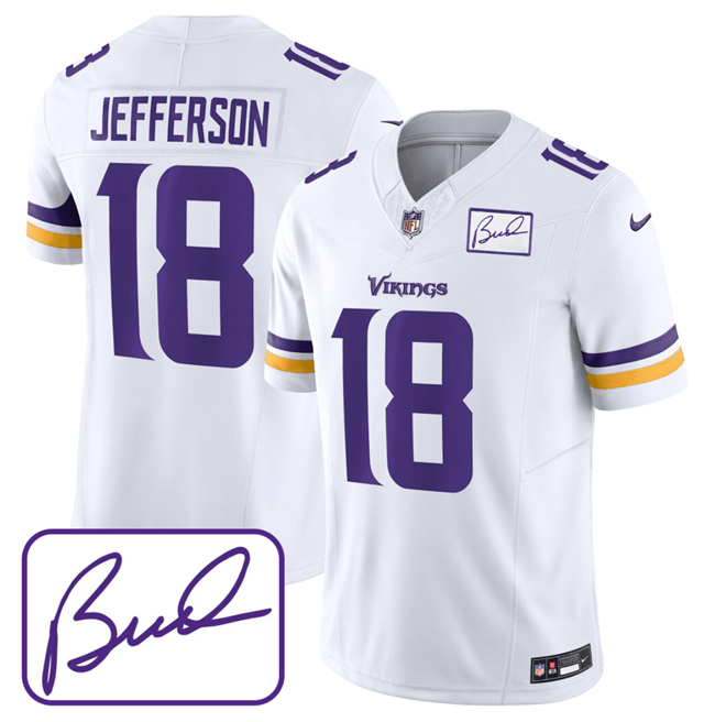 Minnesota Vikings #18 Justin Jefferson White 2023 F.U.S.E. Bud Grant Patch Limited Stitched Jersey - Zenithce