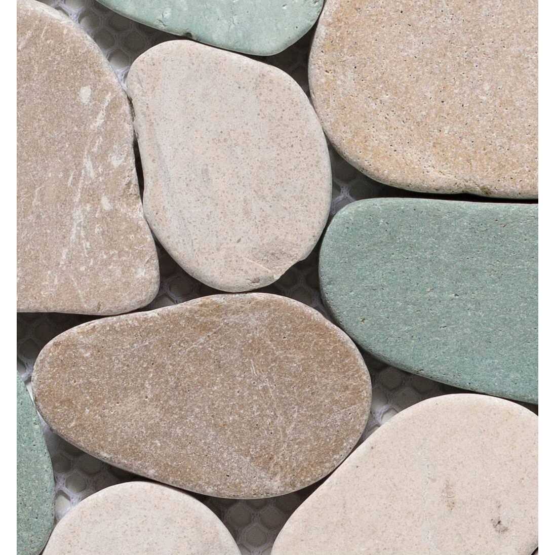 Tile Connection Sliced Pebble Grey 11-1/4 in. x 11-1/4 in. x Mesh-Mounted Mosaic Tile - Zenithce