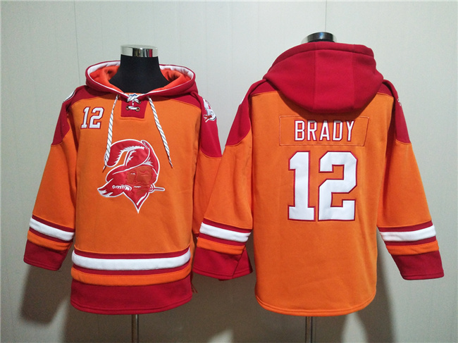 Tampa Bay Buccaneers #12 Tom Brady Orange Red Ageless Must-Have Lace-Up Pullover Hoodie - Zenithce