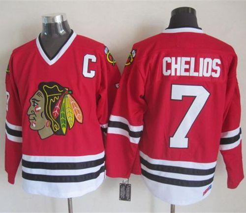 Blackhawks #7 Chris Chelios Red CCM Throwback Stitched Jersey - Zenithce