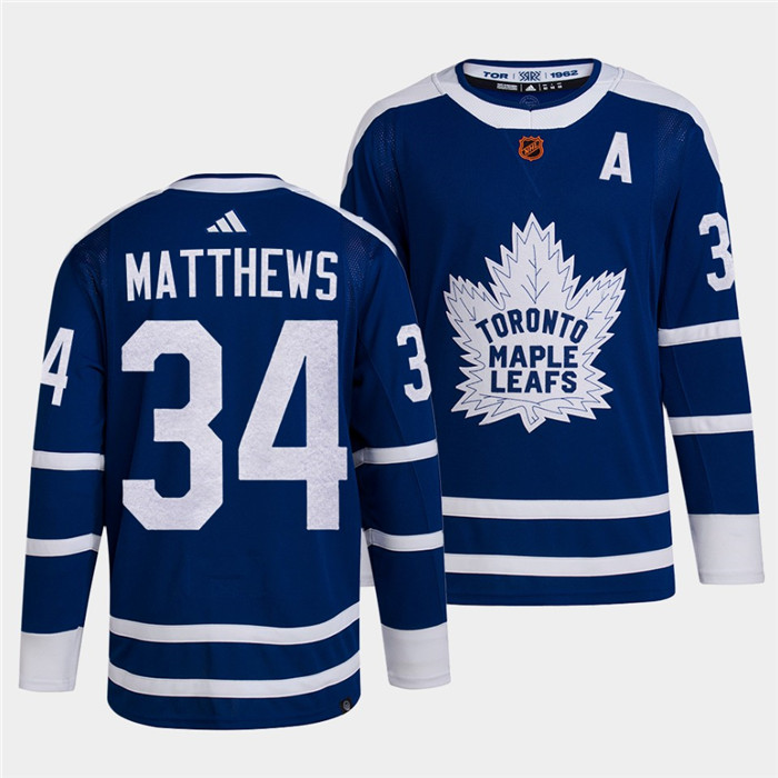 Toronto Maple Leafs #34 Auston Matthews Blue 2022-23 Reverse Retro Stitched Jersey - Zenithce