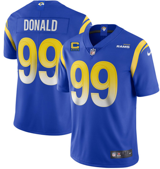 Los Angeles Rams 2022 #99 Aaron Donald Blue With 4-Star C Patch Stitched Jersey - Zenithce