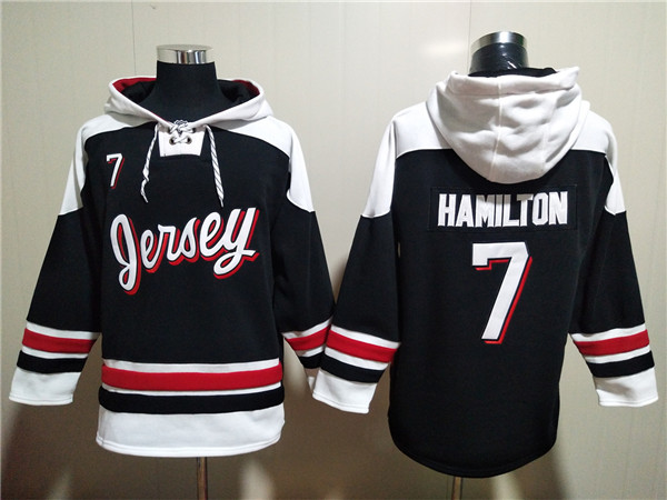 New Jersey Devils #7 Dougie Hamilton Black White Ageless Must-Have Lace-Up Pullover Hoodie - Zenithce