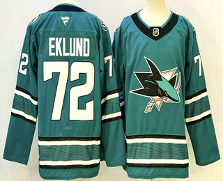 San Jose Sharks #72 William Eklund Teal Authentic Jersey - Zenithce