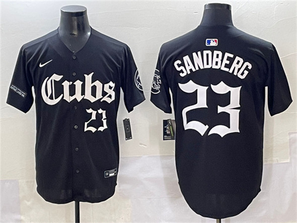 Chicago Cubs #23 Ryne Sandberg Black 'Gothic North Side Edition' Vapor Premier Limited Stitched Jersey - Zenithce