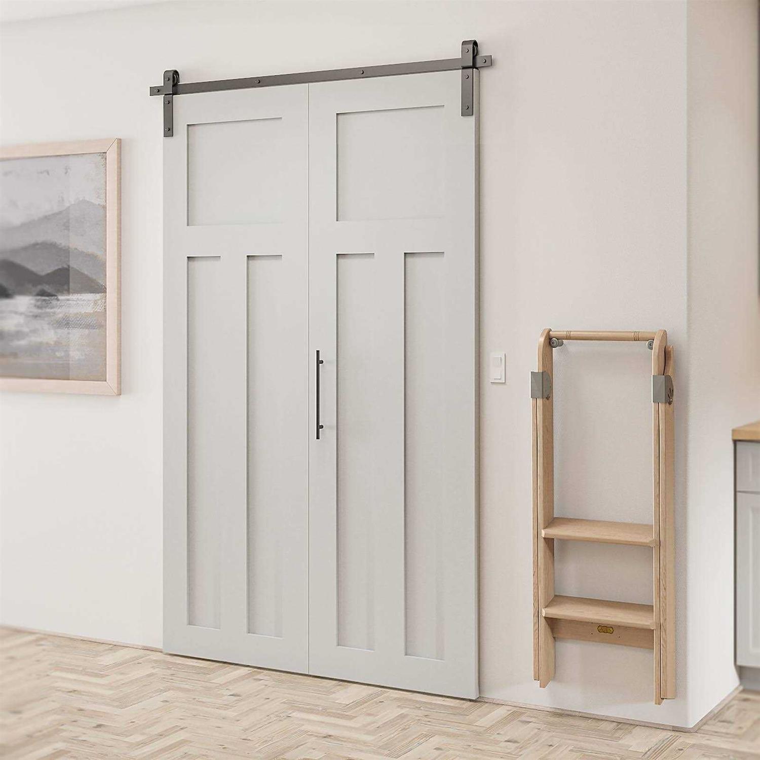 Quiet Glide 78-3/4 in. Black Sliding Barn Door Hardware and Track Kit NT140008W08 - Zenithce