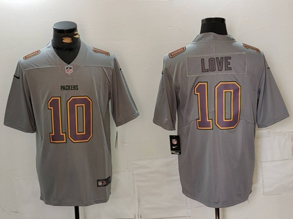 Green Bay Packers #10 Jordan Love Grey Atmosphere Fashion Limited Stitched Jersey - Zenithce