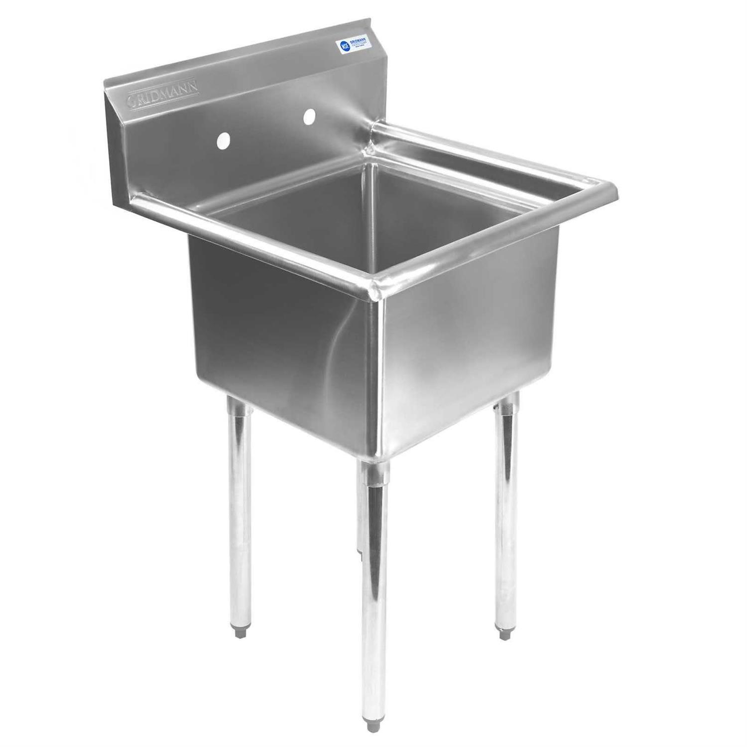GRIDMANN 1 Compartment NSF Stainless Steel Commercial Kitchen Prep Utility Sink - Zenithce
