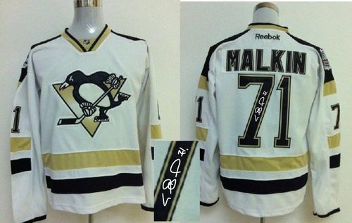 Penguins #71 Evgeni Malkin White 2014 Stadium Series Autographed Stitched Jersey - Zenithce