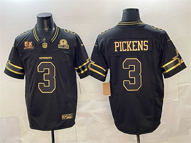 Dallas Cowboys #3 George pickens Black 2025 F.U.S.E. With 5x Super Bowl Champions Established In 1960 Patch Vapor Limited Stitched Jersey - Zenithce