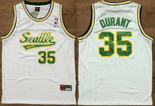 Seattle Supersonics #35 Kevin Durant White AU Soul Swingman Jersey - Zenithce