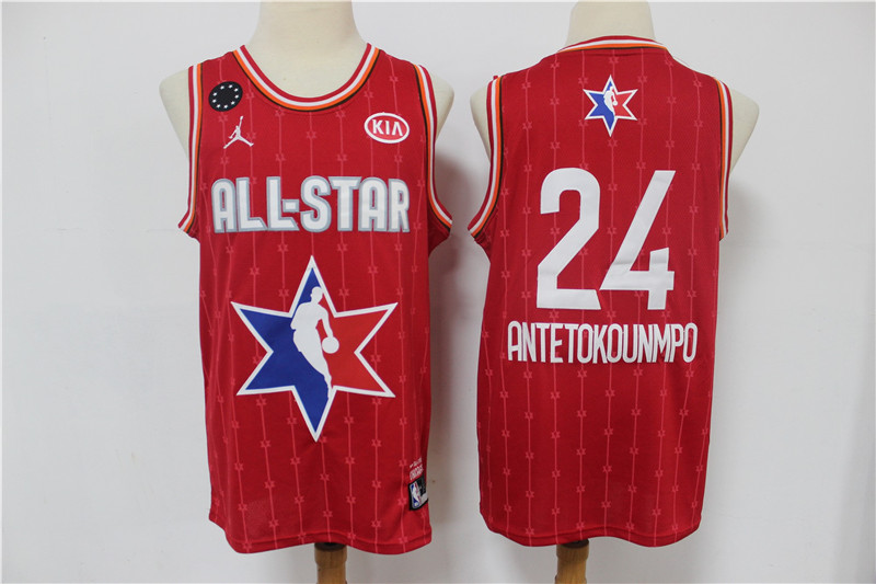 Milwaukee Bucks #24 Giannis Antetokounmpo Red Jordan Brand 2020 All-Star Game Swingman Stitched Jersey - Zenithce