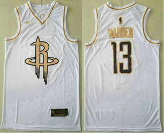 Houston Rockets #13 James Harden White Golden Swingman Stitched Jersey - Zenithce
