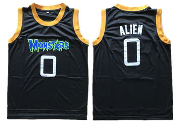 Monstars 0 Alien Black Space Jam Stitched Movie Jersey - Zenithce