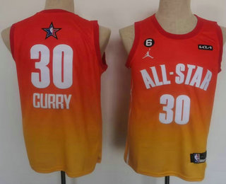 Golden State Warriors 30 Stephen Curry Orange 2022 All Star 6 Patch Icon Sponsor Swingman Jersey - Zenithce