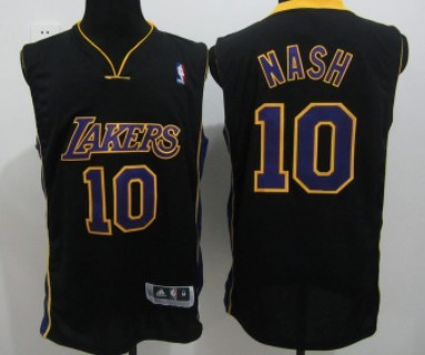 Los Angeles Lakers #10 Steve Nash Black With Purple Swingman Jersey - Zenithce