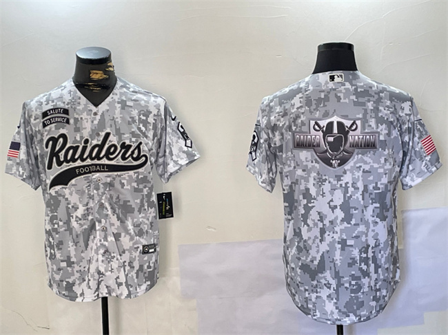 Las Vegas Raiders Team Big Logo 2024 Arctic Camo Salute To Service Stitched Jersey - Zenithce