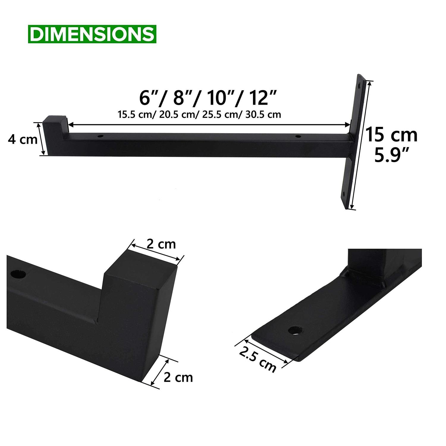 EZYDECOR 6 Shelf Brackets Wall Mounted Industrial Metal Shelving Lip - Zenithce