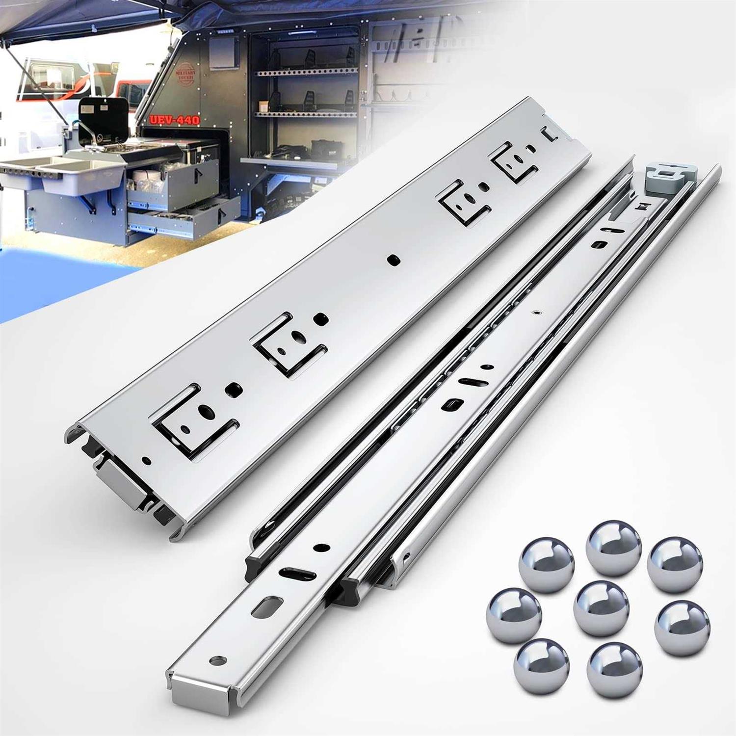 PHWALK 1 Pair Heavy Duty Drawer Slides Full Extension Ball Bearing Cabinet Telescoping Sliding Rails Tool Box Runners Tracks - Zenithce