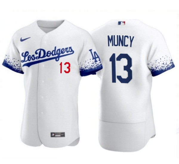 Los Angeles Dodgers #13 Max Muncy 2021 White City Connect Flex Base Stitched Baseball Jersey - Zenithce