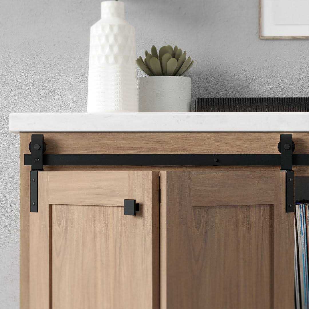 Quiet Glide Black Single Bi-Fold Sliding Barn Door Track and Hardware Kit - Zenithce