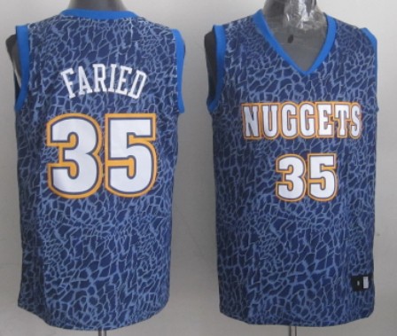 Denver Nuggets #35 Kenneth Faried Blue Leopard Print Fashion Jersey - Zenithce