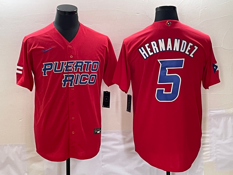 Puerto Rico #5 Enrique Hernandez 2023 Red World Classic Stitched Jersey - Zenithce