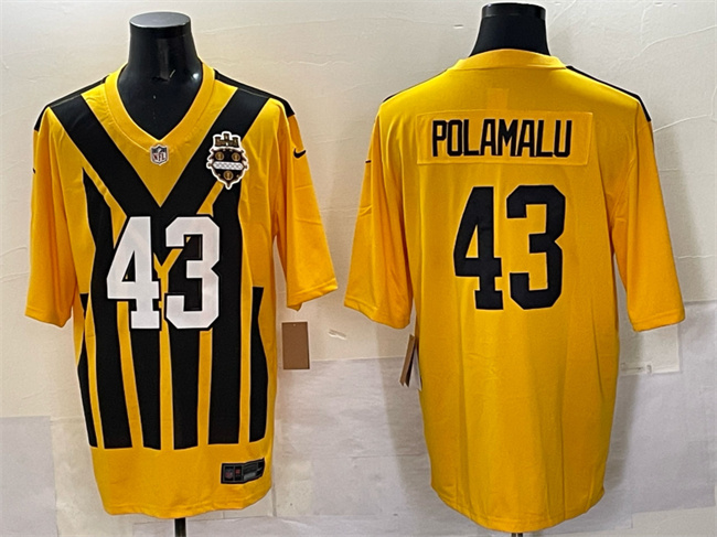 Pittsburgh Steelers #43 Troy Polamalu Gold 1933 Throwback Alternate Football Stitched Jersey - Zenithce