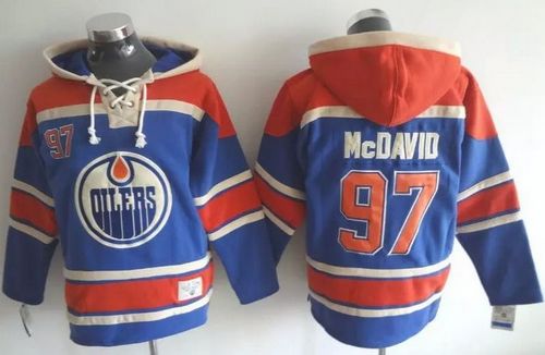 Oilers #97 Connor McDavid Light Blue Sawyer Hooded Sweatshirt Stitched Jersey - Zenithce