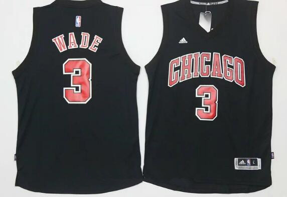 Chicago Bulls #3 Dwyane Wade All Black With Red Stitched Adidas Revolution 30 Swingman Jersey - Zenithce