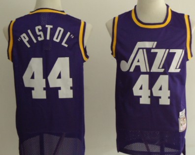 Utah Jazz #44 Pistol Pete Maravich Purple Swingman Throwback Jersey - Zenithce
