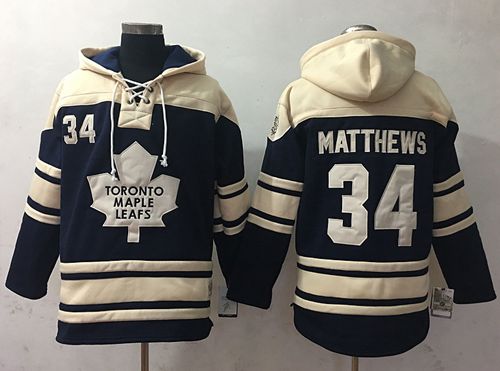 Maple Leafs #34 Auston Matthews Blue Sawyer Hooded Sweatshirt Stitched Jersey - Zenithce