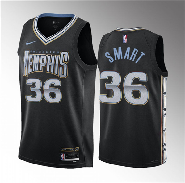 Memphis Grizzlies #36 Marcus Smart Black 2023 Draft City Edition Stitched Jersey1 - Zenithce