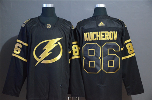 Tampa Bay Lightning #86 Nikita Kucherov Black Golden Stitched Adidas Jersey - Zenithce