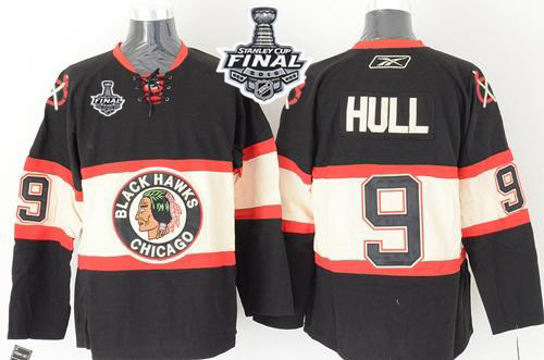 Blackhawks #9 Bobby Hull Black New Third 2015 Stanley Cup Stitched Jersey - Zenithce
