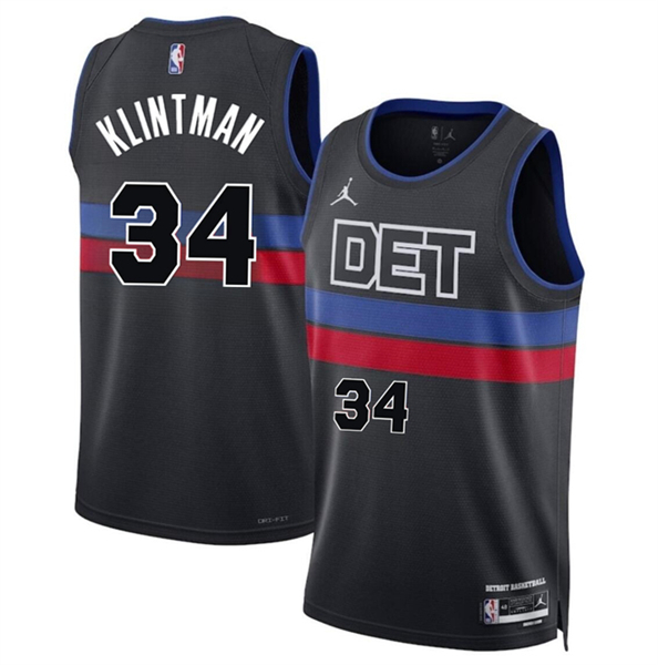 Detroit Pistons #34 Bobi Klintman Black 2024 Statement Edition Stitched Jersey - Zenithce