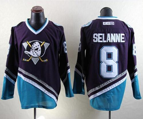 Ducks #8 Teemu Selanne Purple Turquoise CCM Throwback Stitched Jersey - Zenithce