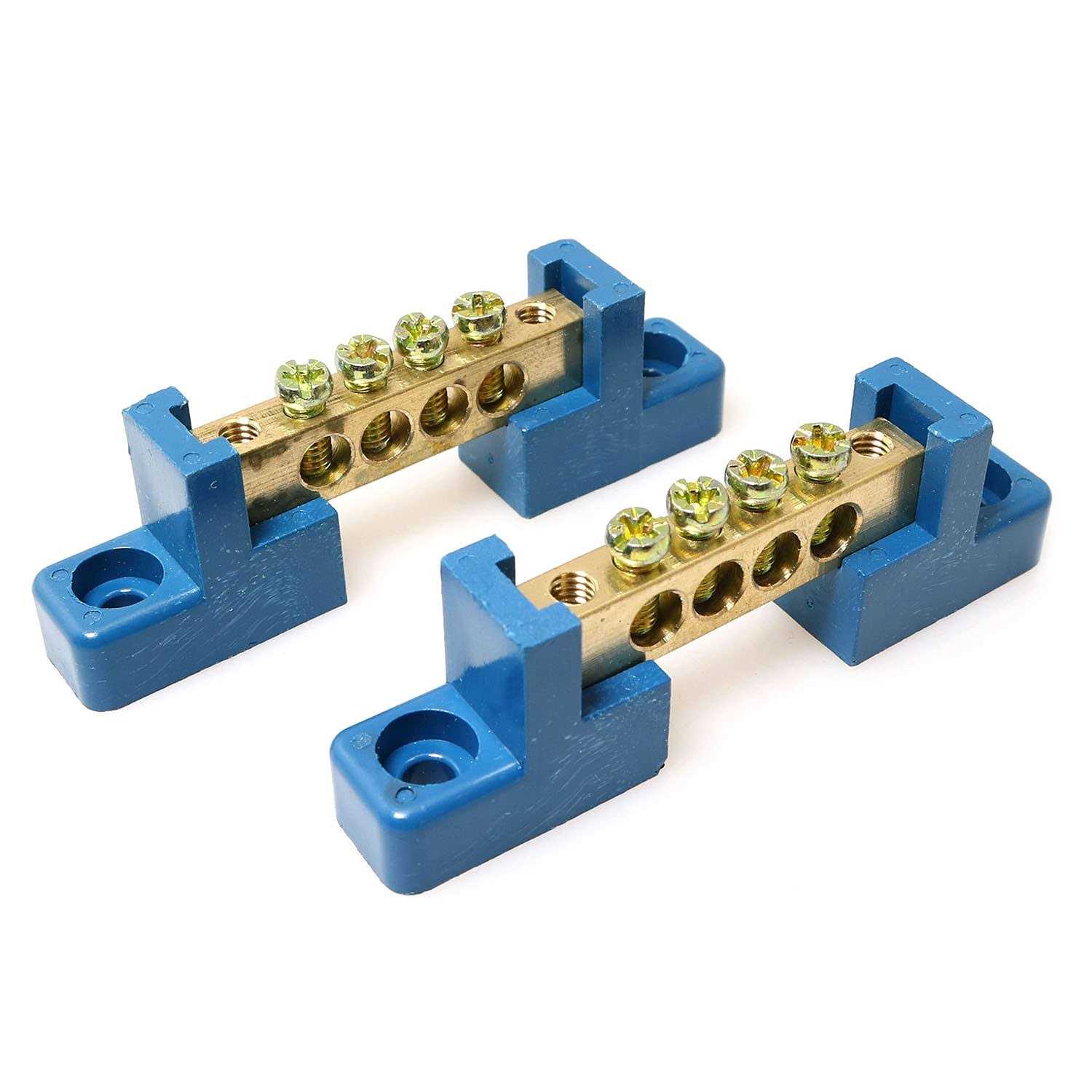RLECS 2pcs Terminal Bus Bar Terminal Block Brass Wire Screw Terminal Grounding Strip Bus Bar Block - Zenithce